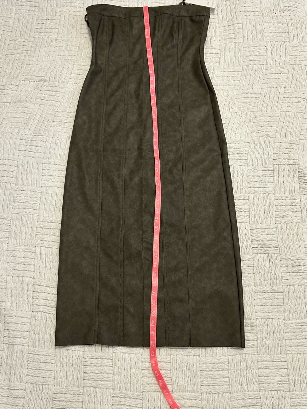 Stitch & Feather Brown Vegan Leather Bodycon Dress, Removable Straps - Picture 7 of 8
